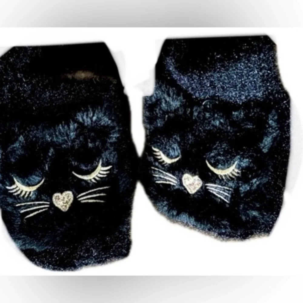 The Children’s Place Black Cat 🐈‍⬛ FINGERLESS GLOVES. Size: L/XL (8 + YEARS)